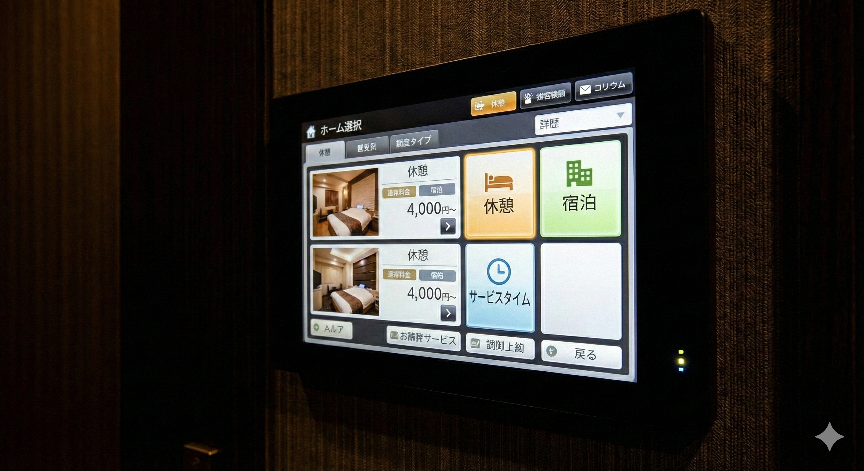 ラブホテルのタッチパネル画像